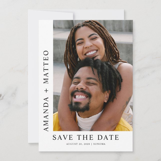 Modern Couple Photo Save the date Invitation (Front)