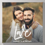Modern Couple Photo Script Typography Keepsake Canvas Photo Tile<br><div class="desc">Capture your love story with this customizable photo tile. Featuring a heartwarming image of a happy couple and the word "Love, " this tile serves as a beautiful and personalized keepsake. Simply replace the photo with your own cherished memory to create a unique and meaningful piece that reflects your love's...</div>