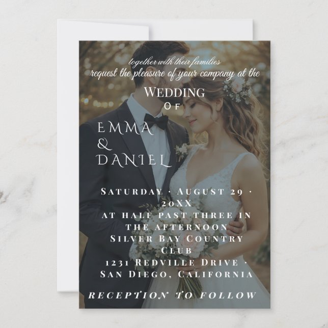 Modern Couple Photo Wedding Invitation template  (Front)