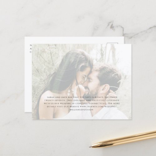 Modern Couple Photo Wedding Save our Date Announcement Postcard