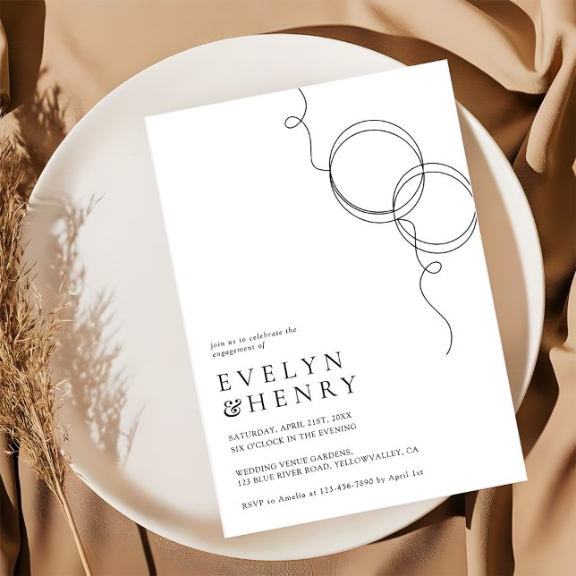Modern Couple Rings Romantic Engagement Party Invitation (Creator Uploaded)