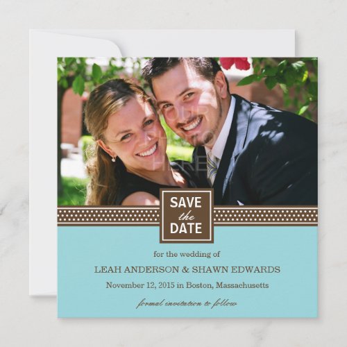 Modern Couple Save The Date Announcement Turquoise