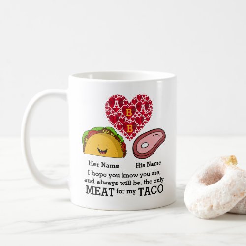 Modern Couple taco and meat lovers custom monogram Coffee Mug