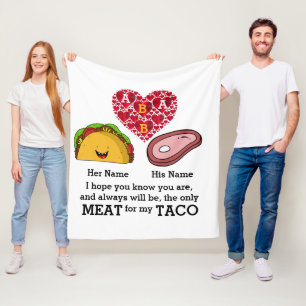 Modern Couple taco and meat lovers custom monogram Fleece Blanket