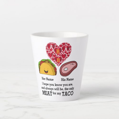 Modern Couple taco and meat lovers custom monogram Latte Mug