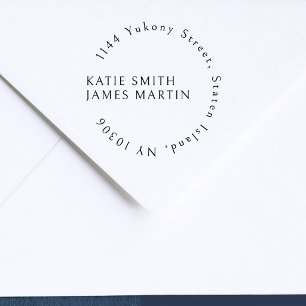 Modern Couple Two Surnames Round Return Address Self-inking Stamp