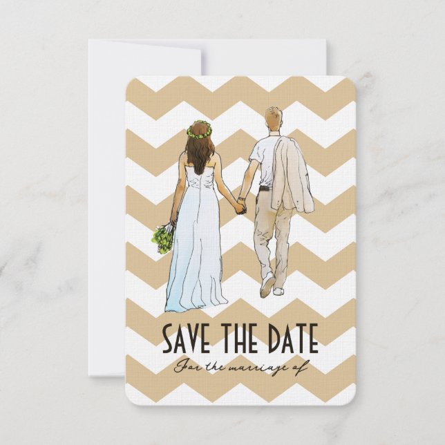 Modern Couple Wedding Save The Date Card (Front)