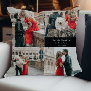 Modern Couples 4 Photo Collage Throw Pillow