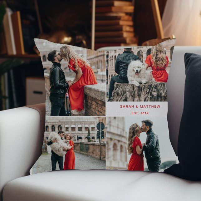 Modern Couples 4 Photo Collage Throw Pillow (Creator Uploaded)
