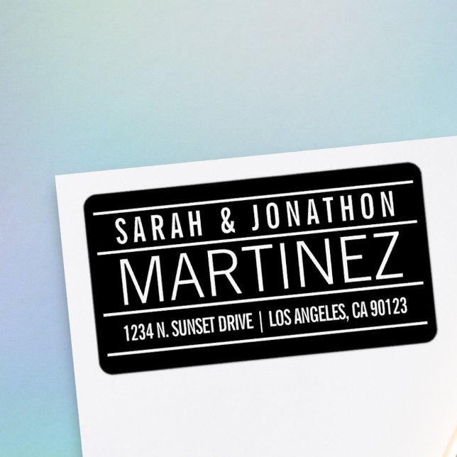 Modern Couples Black & White Return Address Label (Creator Uploaded)