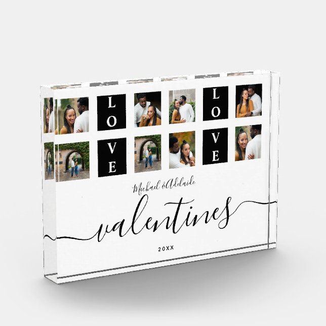 Modern Couples Custom Photo Collage Valentines Day Block (Left)