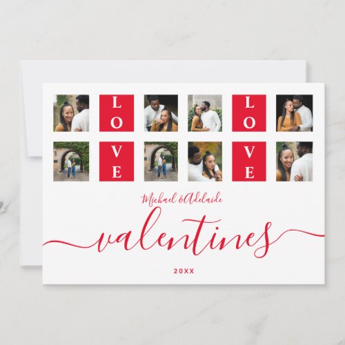 Modern Couples Custom Photo Collage Valentines Day Holiday Card