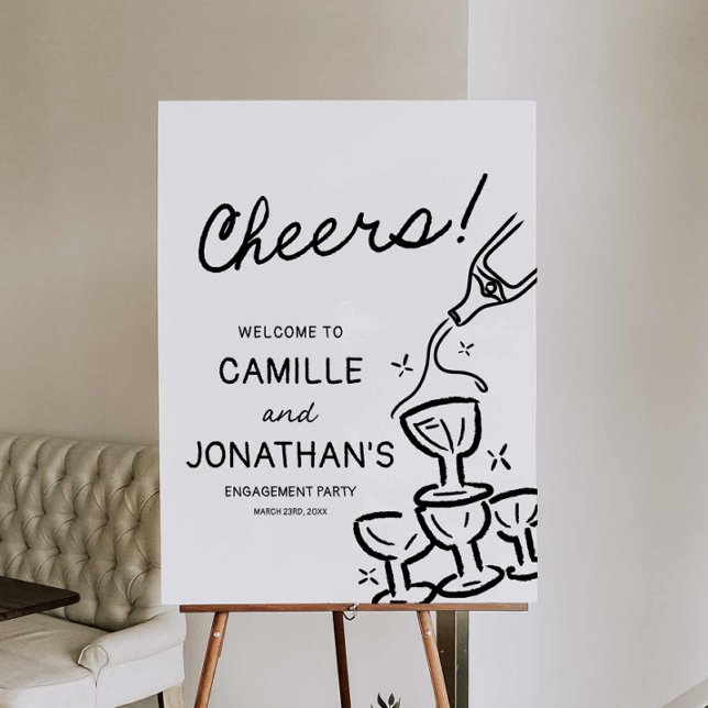 Modern Couples Engagement Party Welcome Sign (Engagement Couples Party Welcome Sign)