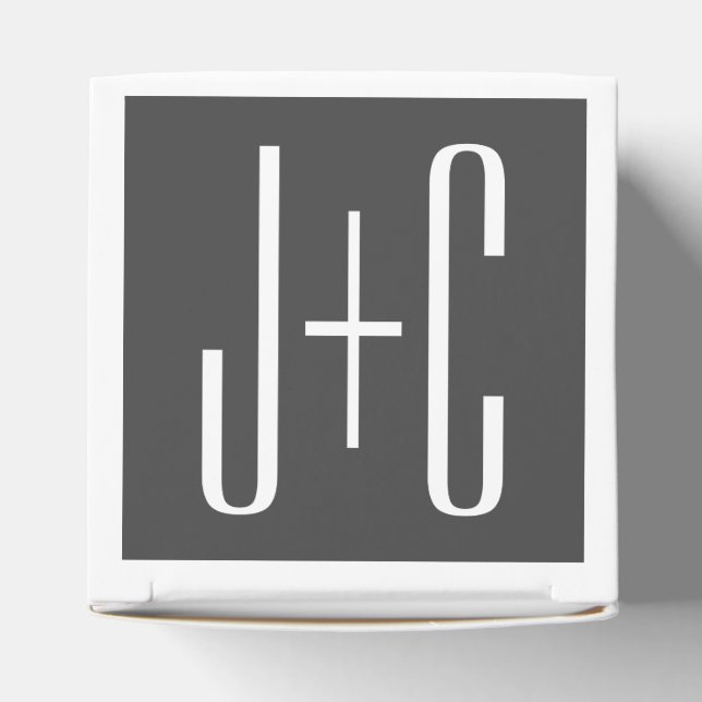 Modern Couples Initials | Grey & White Favor Boxes (Top)