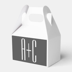 Modern Couples Initials Grey & White Favor Boxes