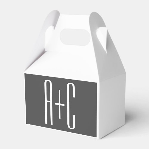 Modern Couples Initials  Grey  White Favor Boxes