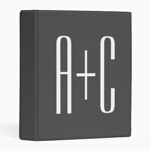 Modern Couples Initials | Grey & White Mini Binder (Front/Spine)