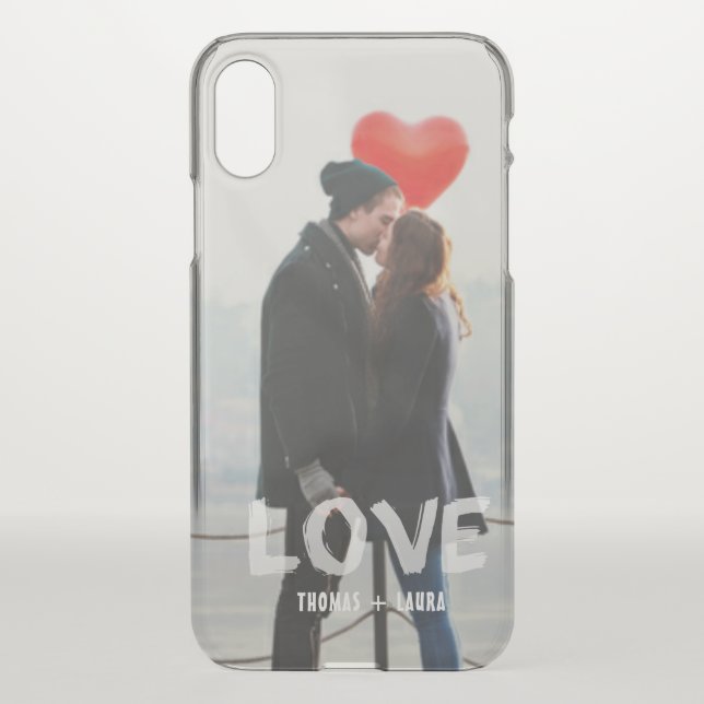 Modern Couples Love Overlay Hand Painted Photo Uncommon iPhone Case (Back)