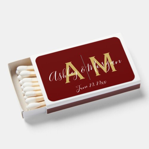 Modern Couples Monogram Wedding Favors Matchboxes