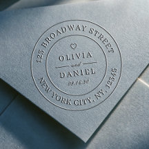 Modern couples name return address wedding