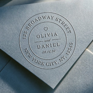 Modern couples name return address wedding embosser