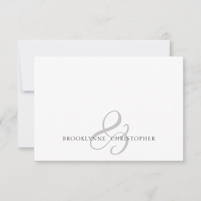 Modern Couple's Names Monogram Note Card (Front)
