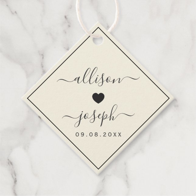 Modern Couple's Names Wedding or Shower Gift Tags (Front)