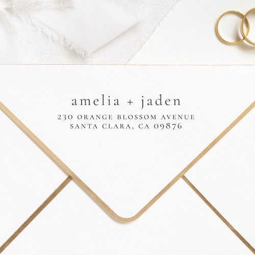 Modern Couples Names With Plus Return Address Rubber Stamp
