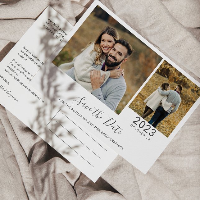 Modern Couples Photo Collage Save the Date Announcement Postcard (Creator Uploaded)