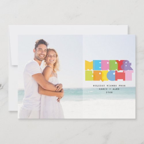 Modern Couples Photo Merry And Bright Holiday Card
