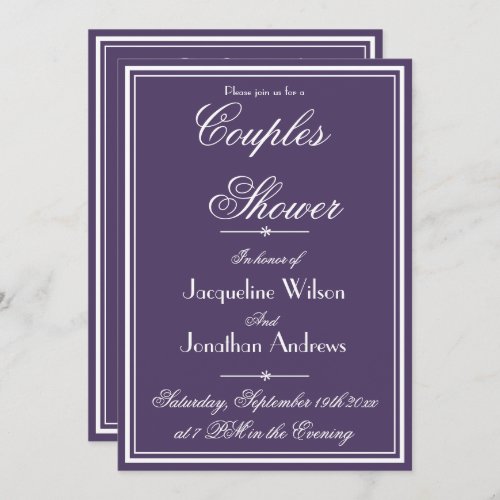 Modern Couples Shower Name Email RSVP Dusty Purple Invitation