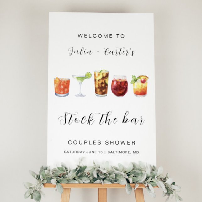 Modern Couples Shower | Stock The Bar Welcome Foam Board (Creator Uploaded)