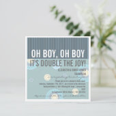 Modern Couples Twin Boy Baby Shower Invitation (Standing Front)