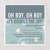 Modern Couples Twin Boy Baby Shower Invitation