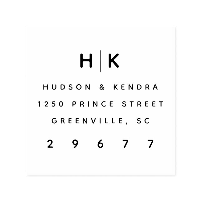 Modern Couples Wedding Monogram Return Address Self-inking Stamp (Design)