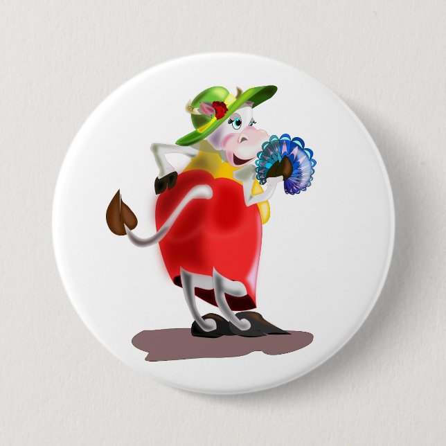 Modern Cow Button - Your Colors - Text (Front)