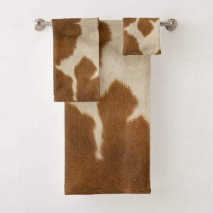 Modern Cow Faux Leather Elegant Collection Bath Towel Set