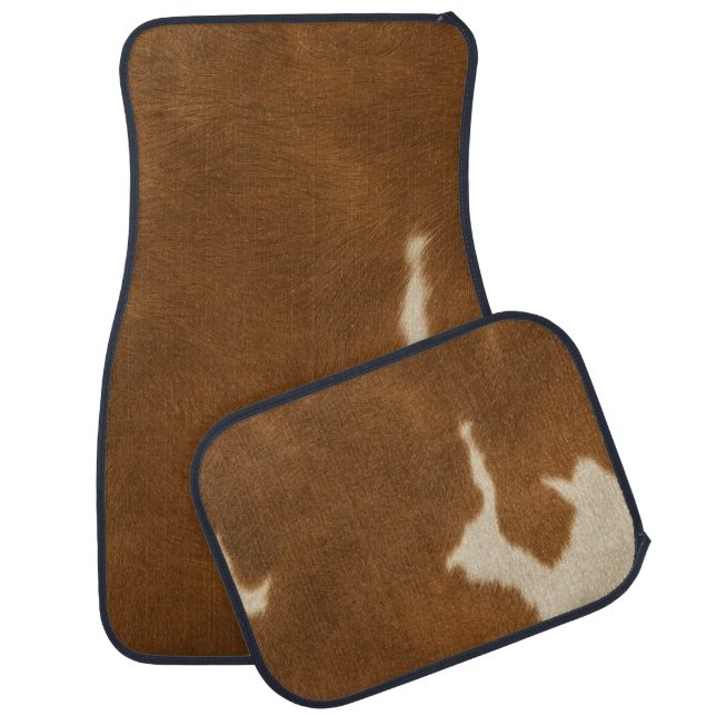 Modern Cow Faux Leather Elegant Collection Car Floor Mat (Set)