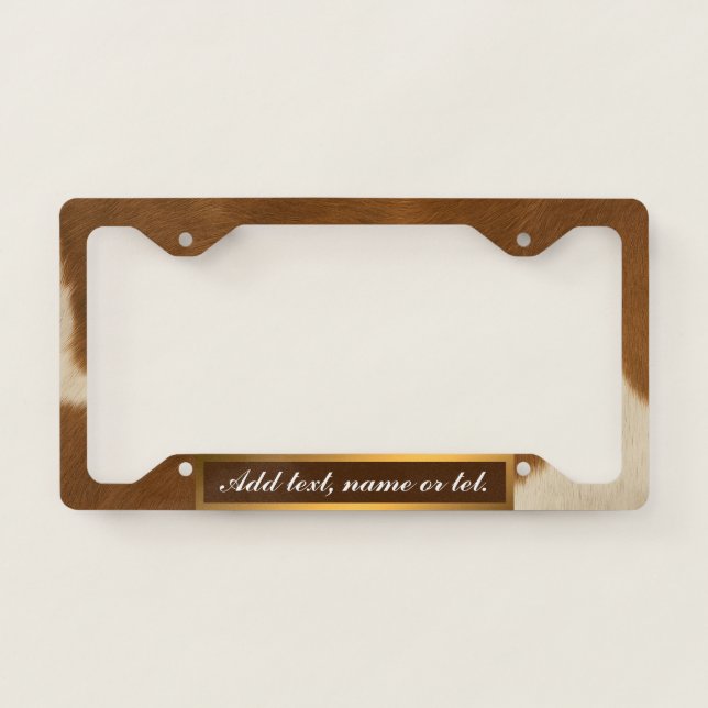 Modern Cow Faux Leather Elegant Collection License Plate Frame (Front)