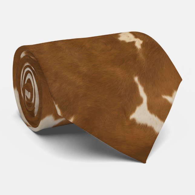 Modern Cow Faux Leather Elegant Collection Neck Tie (Rolled)