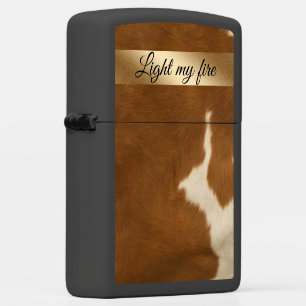 Modern Cow Faux Leather Elegant Collection Zippo Lighter