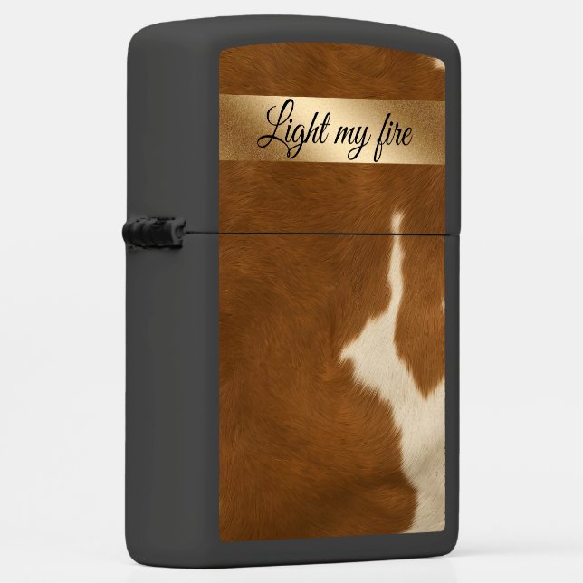 Modern Cow Faux Leather Elegant Collection Zippo Lighter (Right)