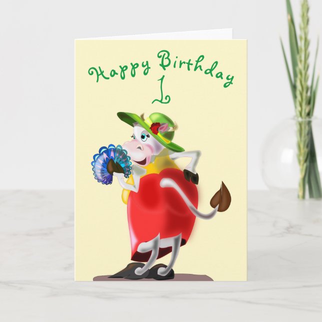 Modern Cow Funny Birthday Card - Customizable (Front)