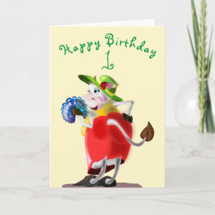 Modern Cow Funny Birthday Card - Customizable
