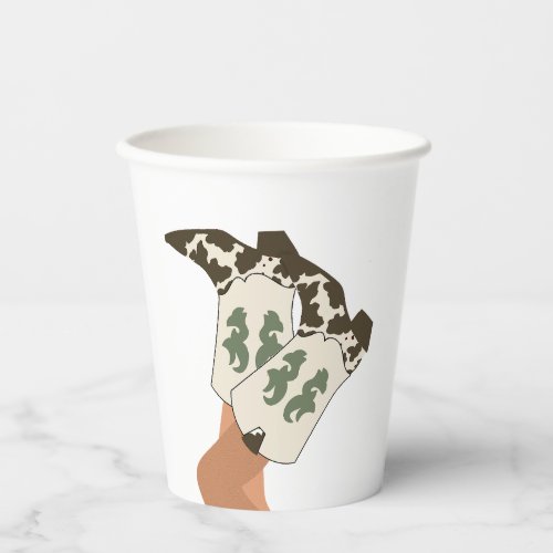 Modern Cowboy Cowgirl Western Boots Paper Cups