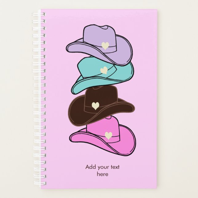 Modern Cowboy Hat Stack Pink Planner (Front)