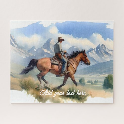 Modern Cowboy Riding a BayHorse  Jigsaw Puzzle