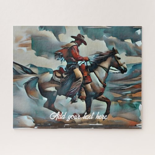 Modern Cowboy Riding a Horse  Jigsaw Puzzle