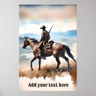Modern Cowboy Riding a Horse Poster