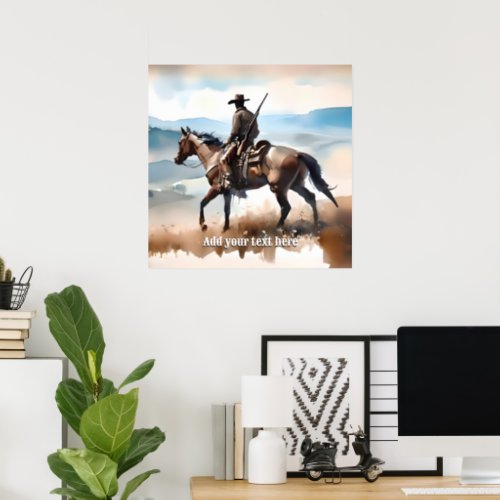 Modern Cowboy Riding a Horse  Poster